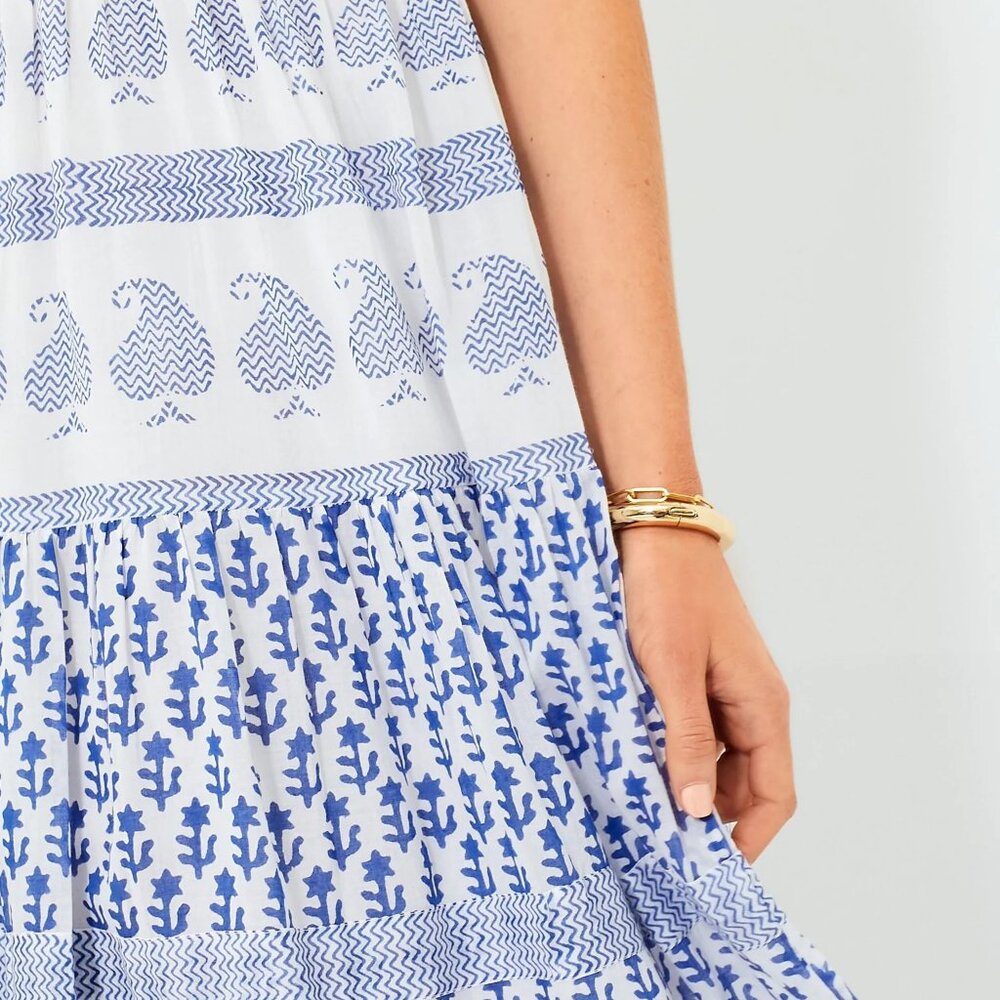 $298 NWT Oliphant Exclusive Blue Flora Dress Size XXS Sold Out Tuckernuck - Picture 3 of 4